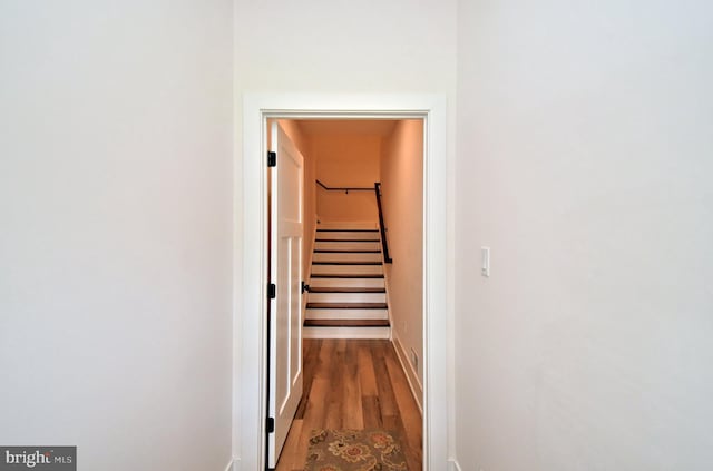 130 Schultz Rd, Sellersville, PA 18960 - hallway featuring wood finished floors, stairway, and baseboards