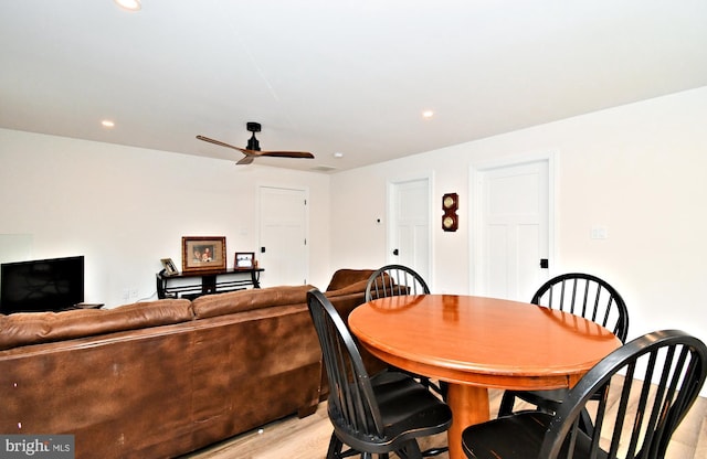 130 Schultz Rd, Sellersville, PA 18960 - dining room featuring a ceiling fan, recessed lighting, and light wood finished floors