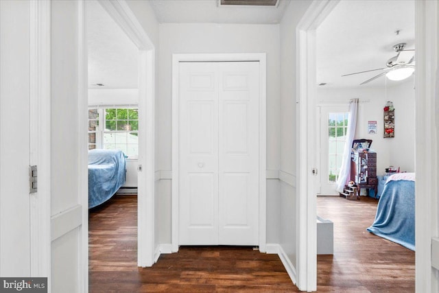 hall featuring dark wood finished floors