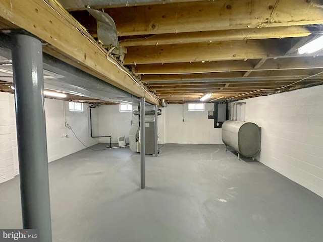 below grade area with heating fuel and heating unit