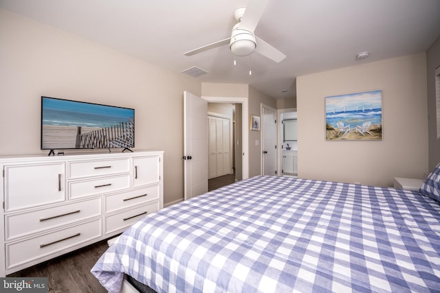 1308 E Bay Ave, Manahawkin, NJ 08050 - bedroom with dark wood-style flooring and a ceiling fan
