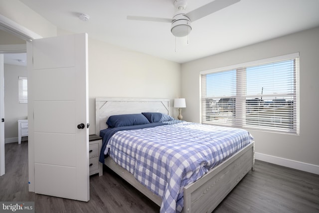 1308 E Bay Ave, Manahawkin, NJ 08050 - bedroom with baseboards, wood finished floors, and a ceiling fan