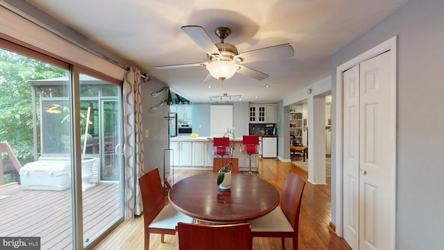 8609 N Dr, Clinton, MD 20735 - dining room featuring light wood-type flooring and ceiling fan