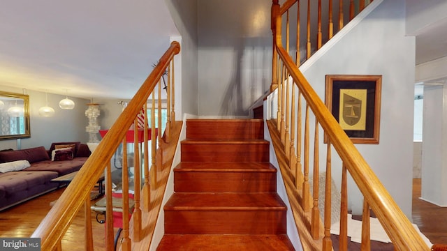 8609 N Dr, Clinton, MD 20735 - stairway featuring wood finished floors