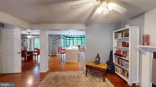 8609 N Dr, Clinton, MD 20735 - sitting room with a ceiling fan and wood finished floors