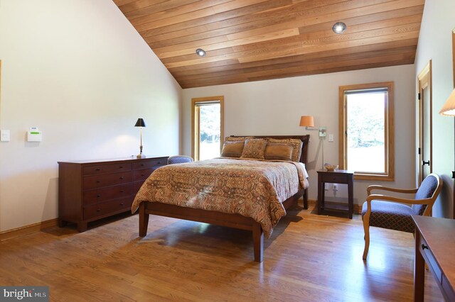 1402 Thurston Rd, Dickerson, MD 20842 - bedroom with baseboards, wood ceiling, wood finished floors, and lofted ceiling