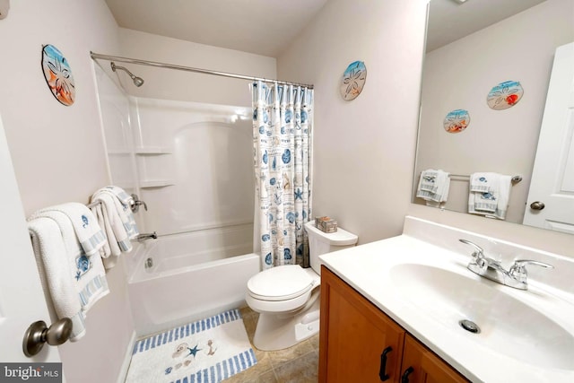 43 Ivy Ln, Gettysburg, PA 17325 - full bathroom with vanity, shower / bathtub combination with curtain, toilet, and tile patterned floors