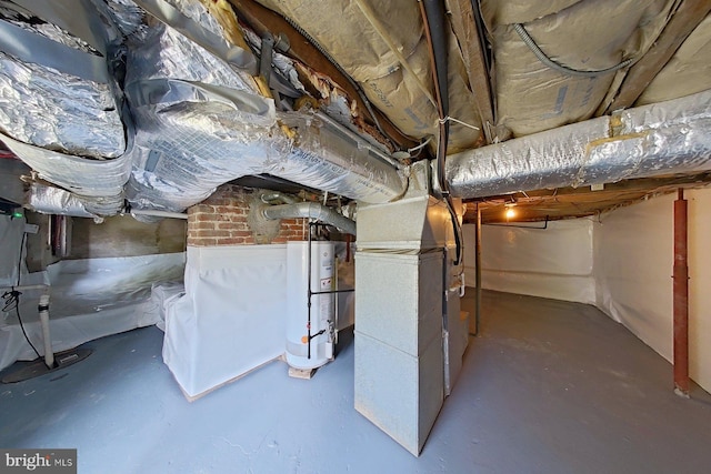 4914 22nd St N, Arlington, VA 22207 - unfinished basement featuring gas water heater and heating unit