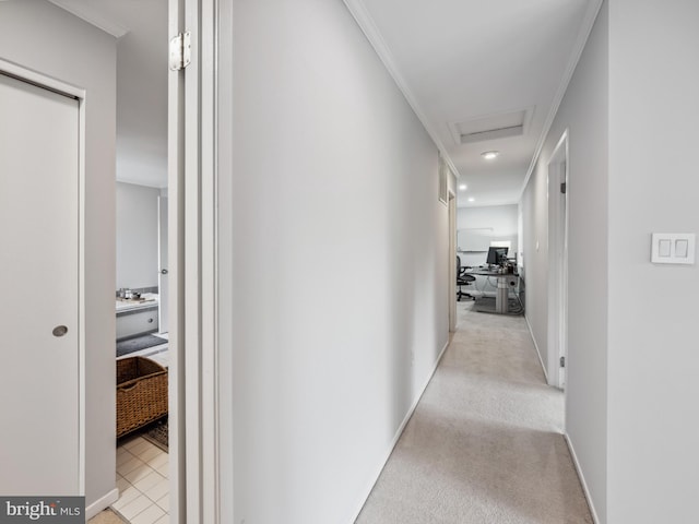 11041 Solaridge Dr, Reston, VA 20191 - hall featuring an office area, crown molding, and carpet floors