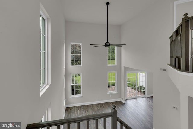 66 Cypress Pl, Newtown, PA 18940 - detailed view of baseboards, wood finished floors, and ceiling fan