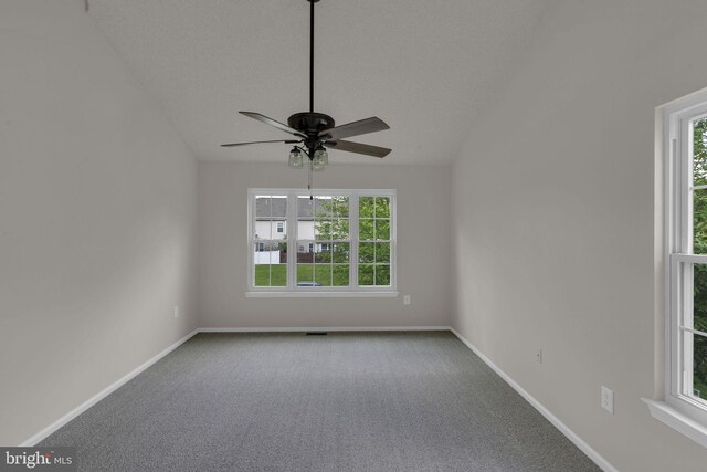 66 Cypress Pl, Newtown, PA 18940 - empty room featuring ceiling fan, carpet floors, baseboards, and vaulted ceiling