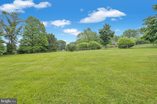 view of yard featuring a view of rural / pastoral area