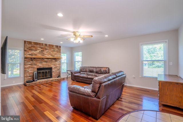 55 Cambridge Way, Princeton Junction, NJ 08550 - living room featuring wood finished floors, ceiling fan, healthy amount of natural light, baseboards, and recessed lighting