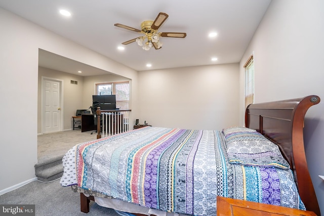 55 Cambridge Way, Princeton Junction, NJ 08550 - bedroom with carpet flooring, recessed lighting, baseboards, a ceiling fan, and a desk