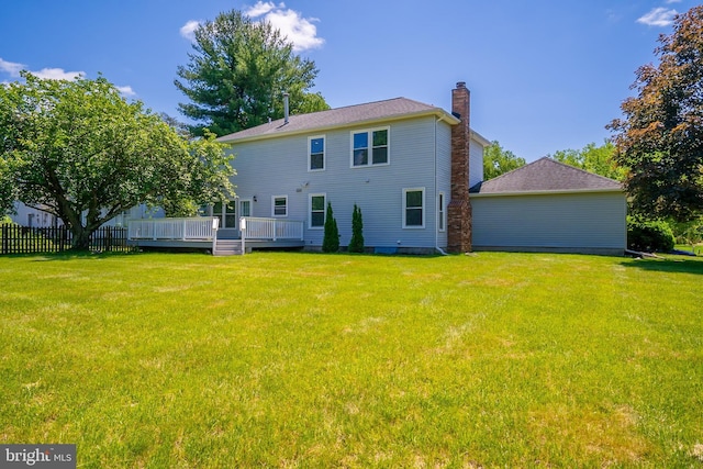 55 Cambridge Way, Princeton Junction, NJ 08550 - back of house with a chimney and a wooden deck