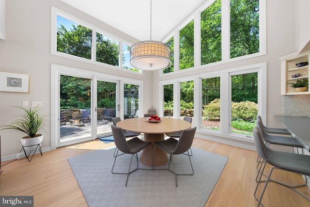 18 Beethoven Dr, Wilmington, DE 19807 - dining space with a towering ceiling, light wood-style flooring, and baseboards