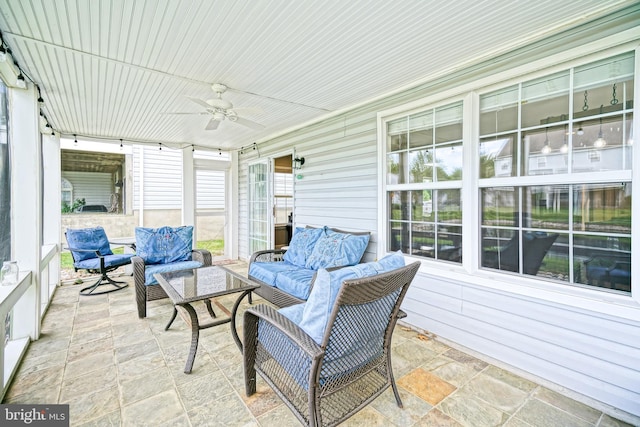 111 Seabright Way Unit E3, Rehoboth Beach, DE 19971 - sunroom featuring outdoor lounge area and ceiling fan