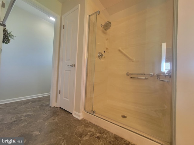 bathroom with a stall shower