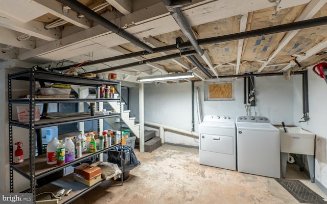 506 W 3rd St, Birdsboro, PA 19508 - unfinished basement with washing machine and dryer and stairs