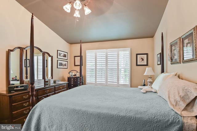 bedroom featuring multiple windows and a ceiling fan