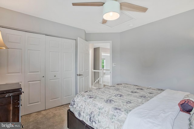 455 Creeks End Ln, Stevensville, MD 21666 - bedroom with carpet flooring, a closet, and ceiling fan
