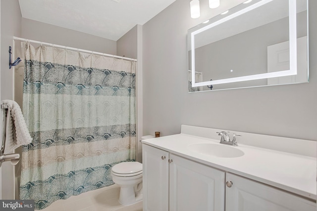 455 Creeks End Ln, Stevensville, MD 21666 - full bathroom with toilet, vanity, and a shower with shower curtain