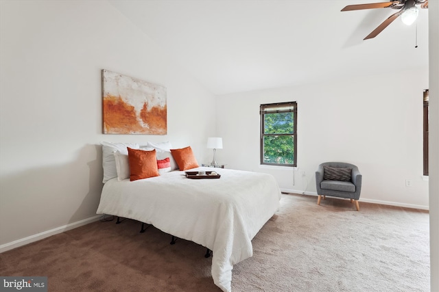 10903 Pebble Run Dr, Silver Spring, MD 20902 - carpeted bedroom featuring lofted ceiling, baseboards, and ceiling fan