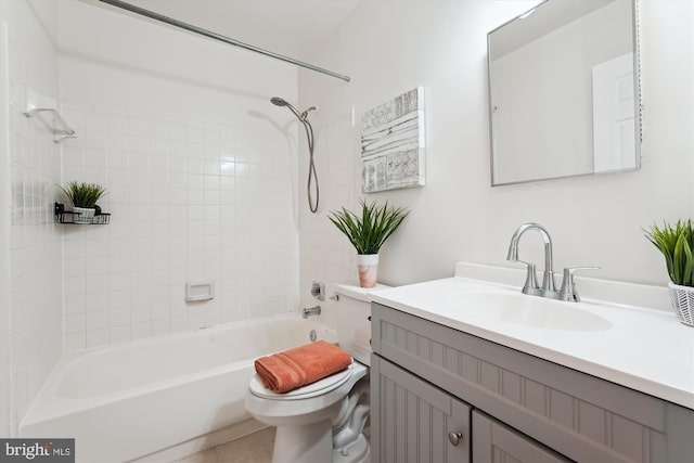 10903 Pebble Run Dr, Silver Spring, MD 20902 - bathroom featuring toilet, vanity, bathtub / shower combination, and tile patterned flooring