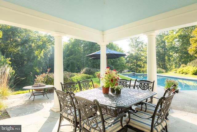 1912 Corbridge Ln, Monkton, MD 21111 - view of patio featuring outdoor dining space, an outdoor pool, and view of scattered trees