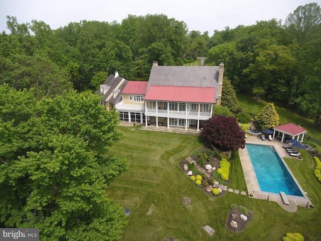 1912 Corbridge Ln, Monkton, MD 21111 - view from above of property with a pool area and a heavily wooded area