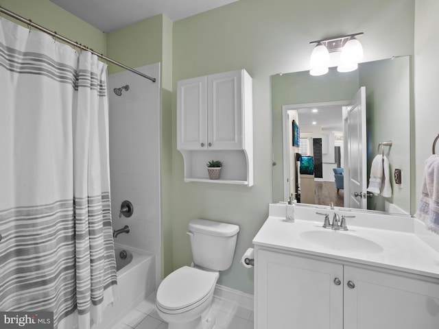 1422 Silver Oak Ln, Arnold, MD 21012 - full bath with vanity, toilet, shower / bath combo with shower curtain, tile patterned flooring, and baseboards