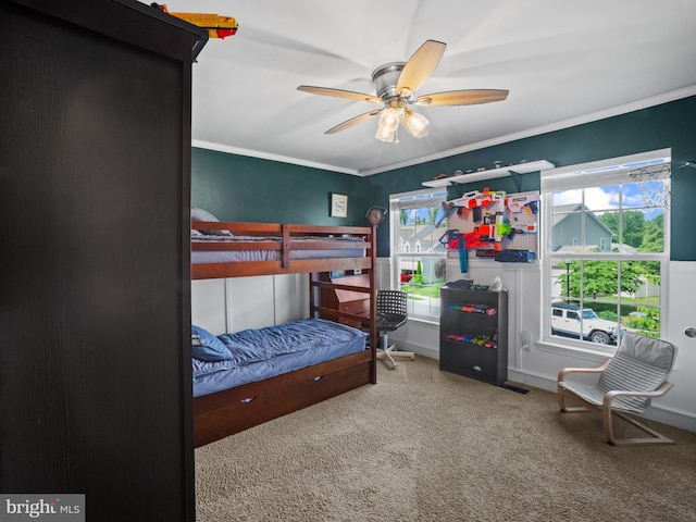 1422 Silver Oak Ln, Arnold, MD 21012 - bedroom featuring carpet flooring, crown molding, and a ceiling fan