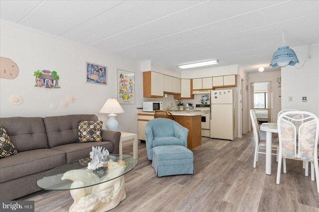 8 35th St Unit 401, Ocean City, MD 21842 - living room with light wood-type flooring and ornamental molding