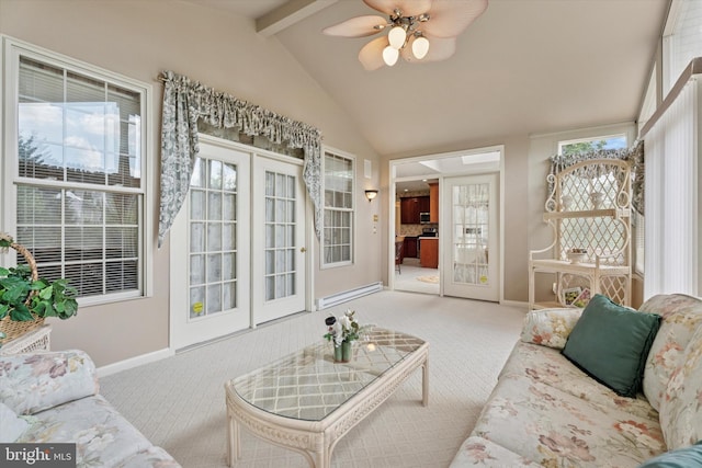 sunroom featuring french doors