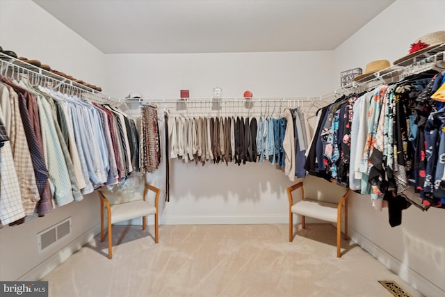 walk in closet with carpet floors