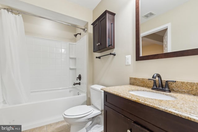 10611 Tattersall Dr, Manassas, VA 20112 - bathroom with toilet, shower / bath combo with shower curtain, vanity, and tile patterned flooring