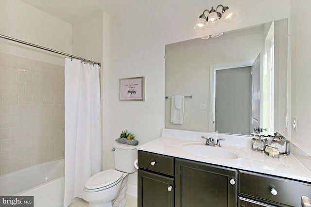 23109 Cottonwillow Sq, Brambleton, VA 20148 - bathroom featuring vanity, toilet, and shower / bath combo with shower curtain