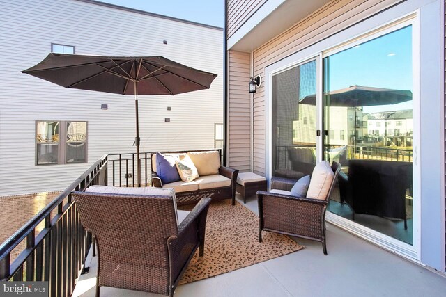 23109 Cottonwillow Sq, Brambleton, VA 20148 - view of patio featuring outdoor lounge area and a balcony