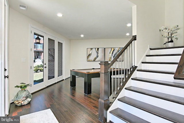 23109 Cottonwillow Sq, Brambleton, VA 20148 - staircase featuring wood finished floors, recessed lighting, and baseboards