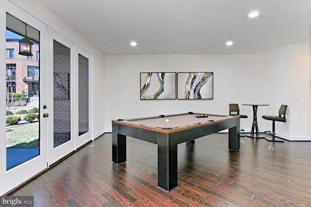 23109 Cottonwillow Sq, Brambleton, VA 20148 - rec room featuring wood finished floors, pool table, recessed lighting, and baseboards