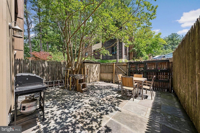 10707 Muirfield Dr, Potomac, MD 20854 - fenced backyard featuring outdoor dining space, a patio, and grilling area