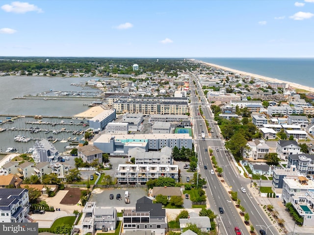 aerial view of a nearby body of water