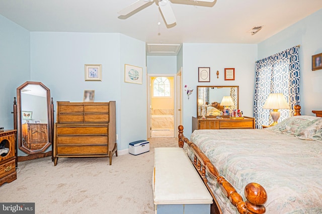 9 Webster Hill Ct, Clarksburg, MD 20871 - bedroom with carpet floors, attic access, ensuite bathroom, and a ceiling fan