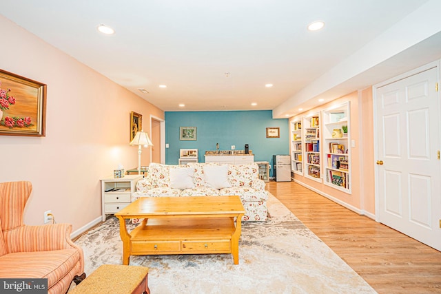 9 Webster Hill Ct, Clarksburg, MD 20871 - living room with recessed lighting, light wood finished floors, and built in shelves