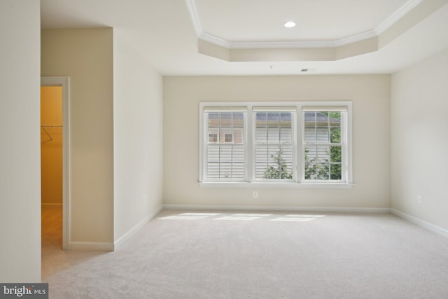 711 Bleak Hill Pl, Upper Marlboro, MD 20774 - carpeted empty room featuring crown molding, a raised ceiling, baseboards, and recessed lighting