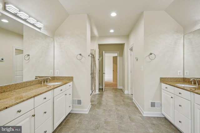 711 Bleak Hill Pl, Upper Marlboro, MD 20774 - full bathroom with two vanities, recessed lighting, a stall shower, and baseboards