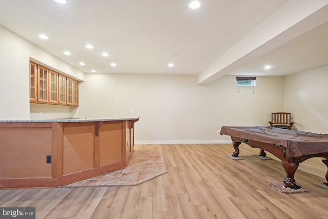 711 Bleak Hill Pl, Upper Marlboro, MD 20774 - recreation room with light wood-style flooring, recessed lighting, pool table, and baseboards