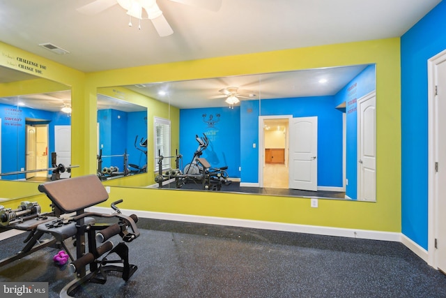 711 Bleak Hill Pl, Upper Marlboro, MD 20774 - exercise room featuring ceiling fan and baseboards