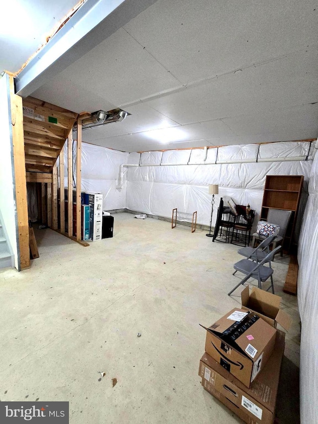 unfinished below grade area with stairs