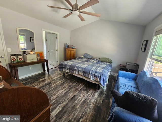 3612 Panhandle Rd, Front Royal, VA 22630 - bedroom with wood finished floors, vaulted ceiling, a ceiling fan, arched walkways, and baseboards